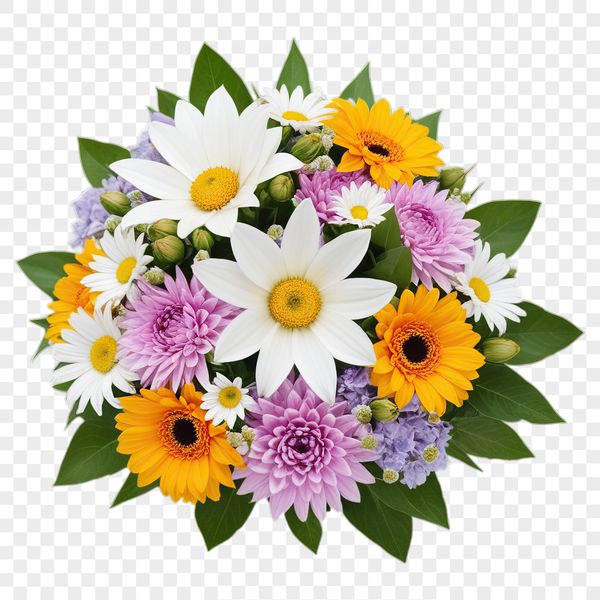 A high-resolution bouquet of flowers with clear background.