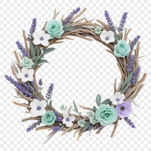 A free transparent floral wreath PNG image suitable for commercial or personal use.