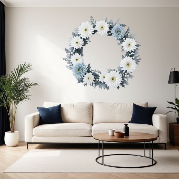 Colorful Wreath Decoration PNG A floral wreath made from a variety of colorful flowers, ideal for commercial use and print projects.