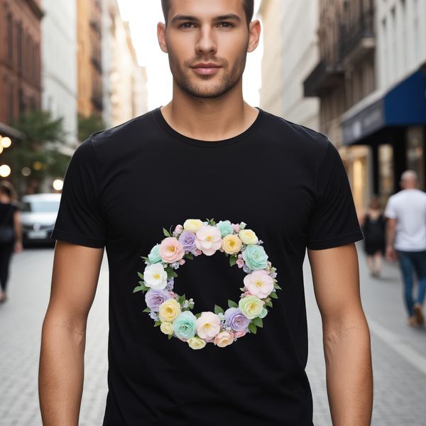 High-resolution floral wreath with transparent background in PNG format.