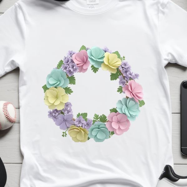 Transparent Floral Circle A decorative floral wreath with flowers arranged in a circular shape.