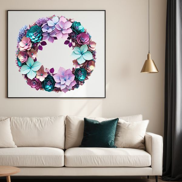 Floral Bouquet Border Image Floral wreath made from a variety of colorful flowers on a transparent background.