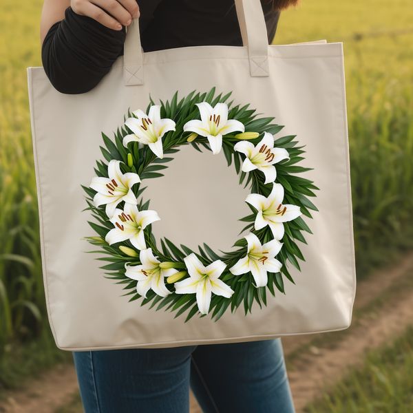 Floral Wreath Silhouette A high-resolution floral wreath made up of individual flowers in a transparent PNG format.