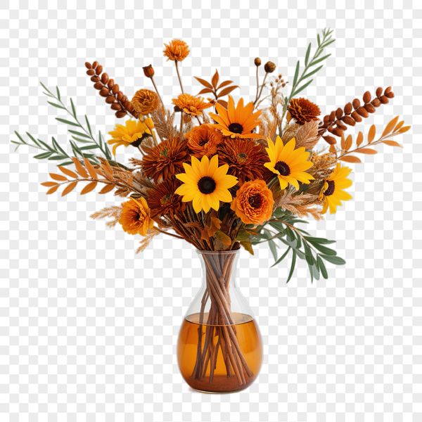 A colorful arrangement of fresh flowers in a transparent PNG format, ideal for commercial and personal use.