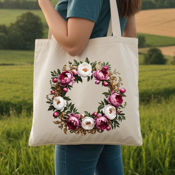 Individual Flowers in a Circular Arrangement A floral wreath made up of individual flowers arranged in a circular pattern.