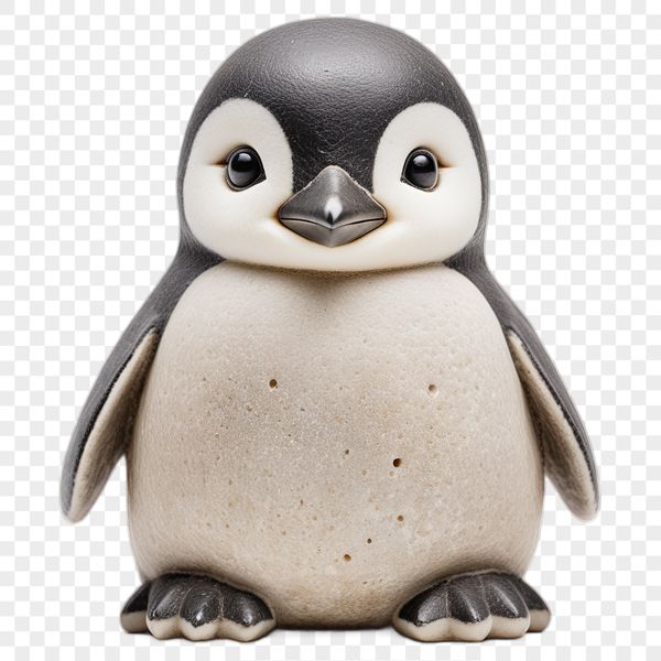 Adorable Penguin Chick Portrait Close-up portrait of a small penguin chick on a transparent background.