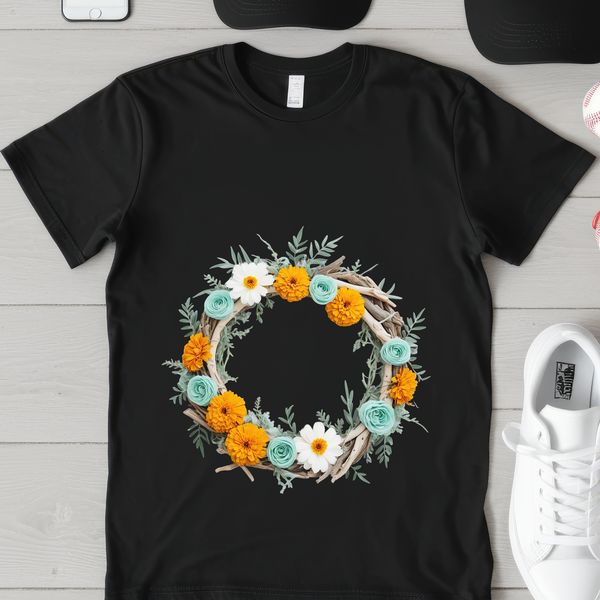 Floral Border PNG Image A floral wreath made from various colorful flowers and foliage on a transparent background.