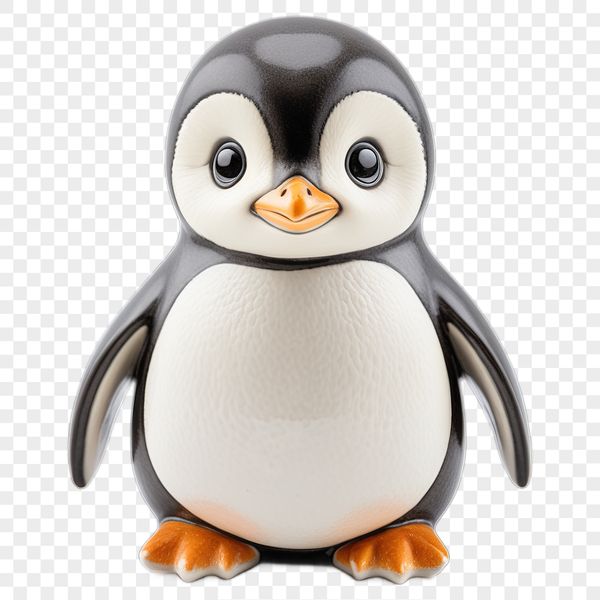 Adorable Penguin Chick PNG A small penguin chick standing on a clear background, suitable for print quality projects.