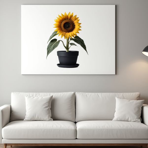 Large Flower on White Background A bright yellow sunflower with large petals in full bloom on a white background.