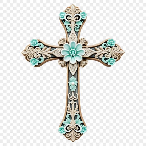 A transparent PNG image of a crucifix with a clear background, suitable for commercial or personal use.