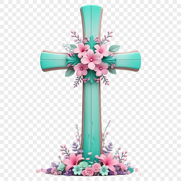 Cross Icon Design A high-resolution transparent PNG image of a crucifix with a clear background, suitable for commercial or personal use.