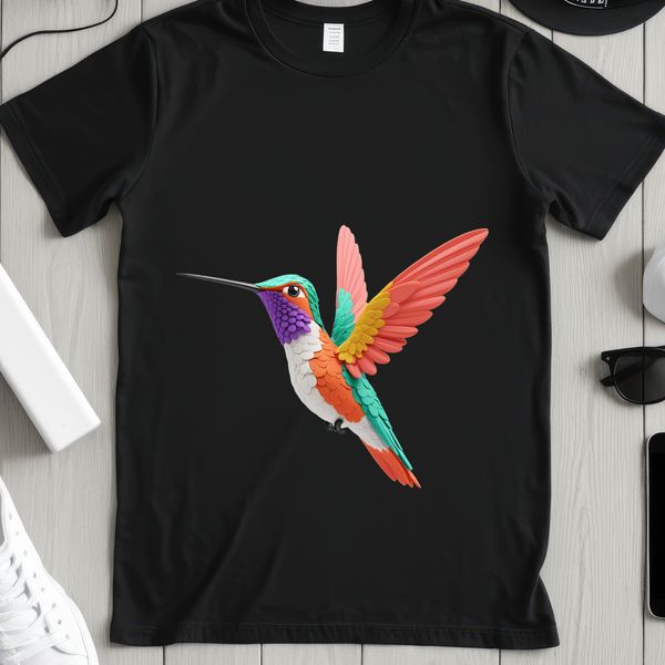 Beautiful Hummingbirds Clip Art Design A detailed illustration of a hummingbird in flight, featuring vibrant colors and clear lines.