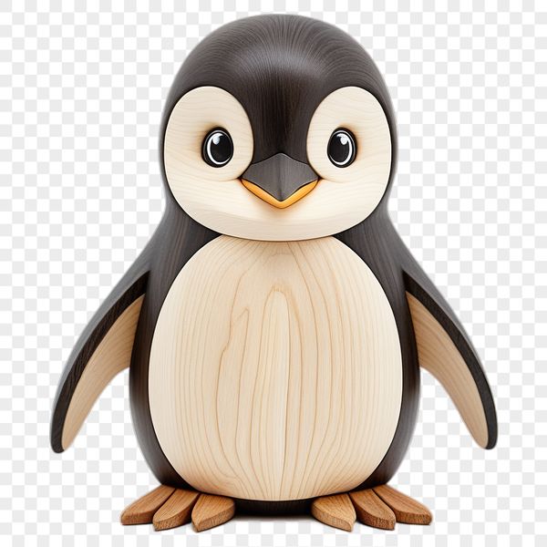 A small penguin chick standing on a rocky outcropping, looking directly at the viewer.