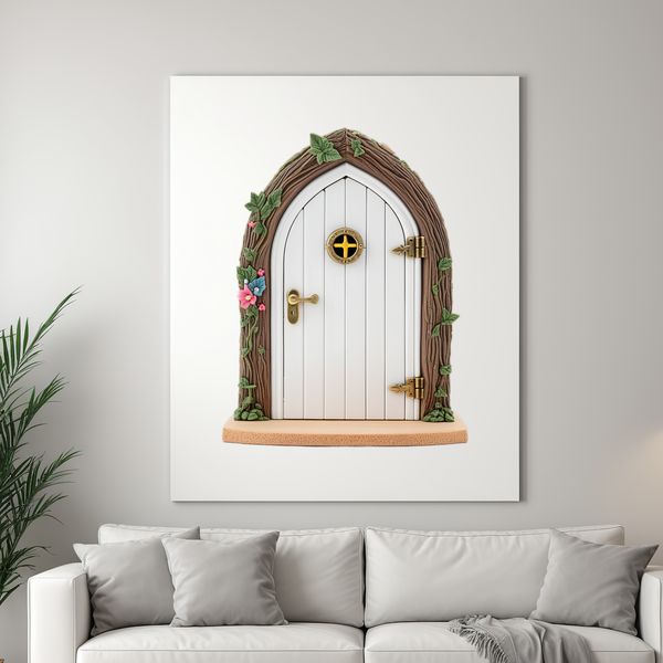Beautiful Fairy Door Graphics A whimsical illustration of a fairy door with intricate details and transparent background.