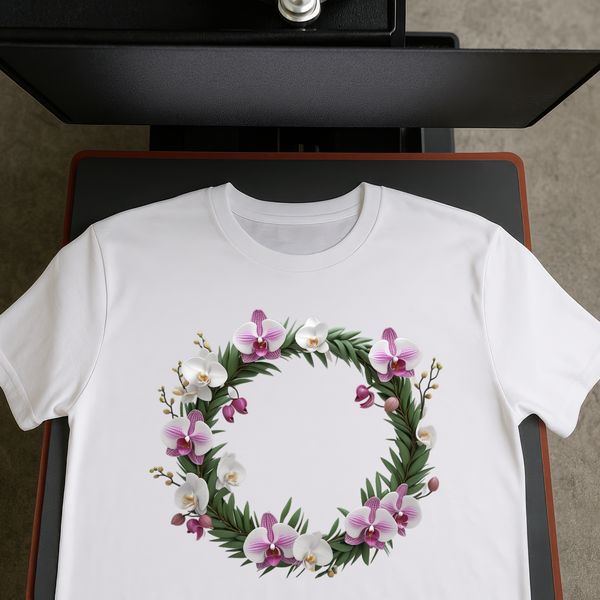 Floral Wreath PNG for Sublimation Printing A floral wreath with a clear background, suitable for sublimation printing.
