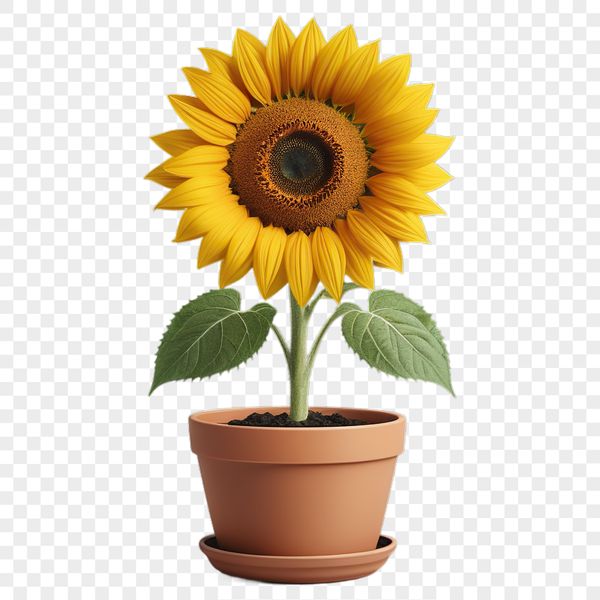 Large Floral Design PNG Image A large, bright sunflower in full bloom against a clear background.