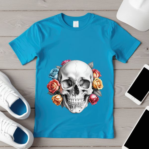 Boho Skull Graphic A transparent skull graphic with a clear background, suitable for sublimation printing.