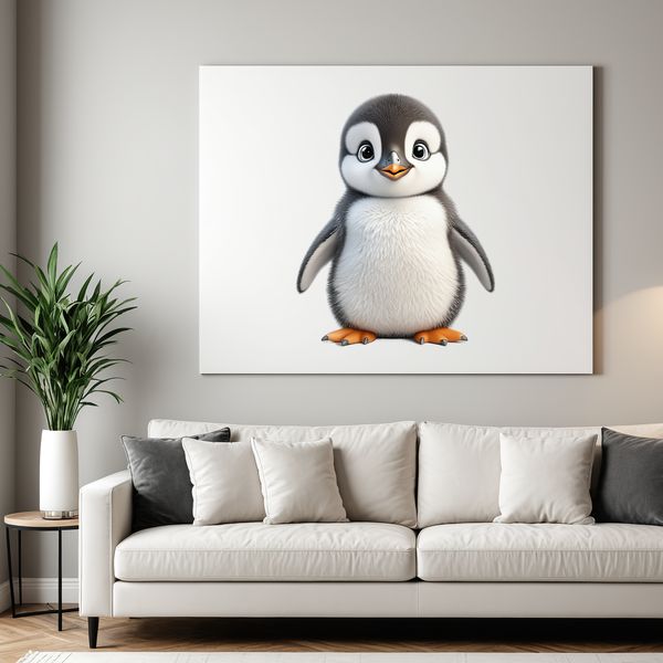 Young Penguin Standing on Ice A cute, young penguin standing on the ice with a clear background.