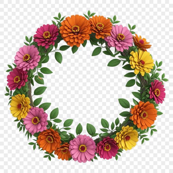 HD Wreath PNG File for Printing A floral wreath made from various flowers and foliage.