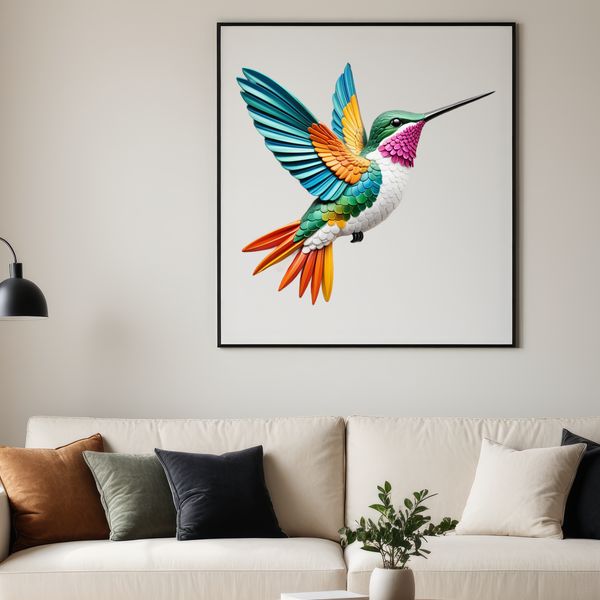 Beautiful Bird Graphic PNG A high-resolution illustration of a vibrant hummingbird against a clear background.