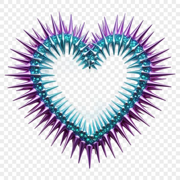 A transparent heart icon with a clear background, suitable for sublimation and print applications.