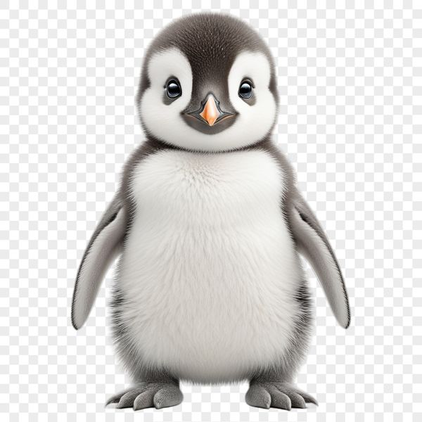 Cute Flippers and Feathers PNG Image Close-up image of a baby penguin with flippers and feathers, suitable for print and web use.