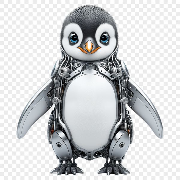 White Background Penguin Clip Art A small penguin chick standing on a white background, suitable for digital art projects.