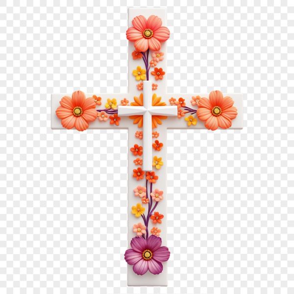 High-resolution transparent PNG image of a simple crucifix with a clear background.