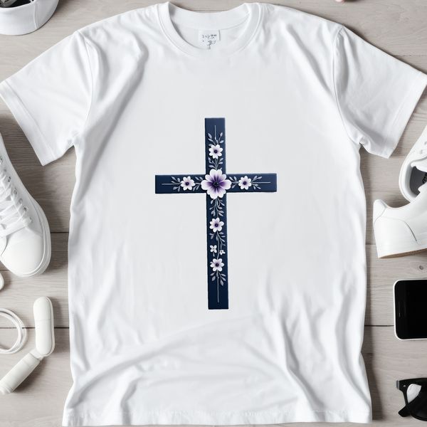An iconic representation of faith, depicted as a cross with a clear background.