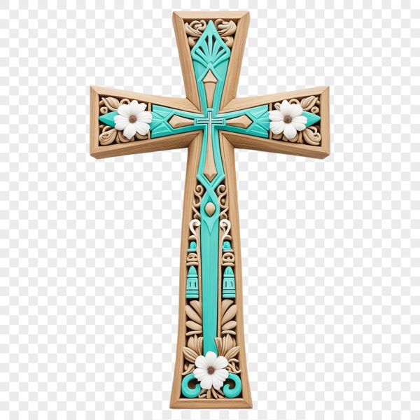 Christian Symbol A high resolution transparent image of a Christian crucifix on a clear background.