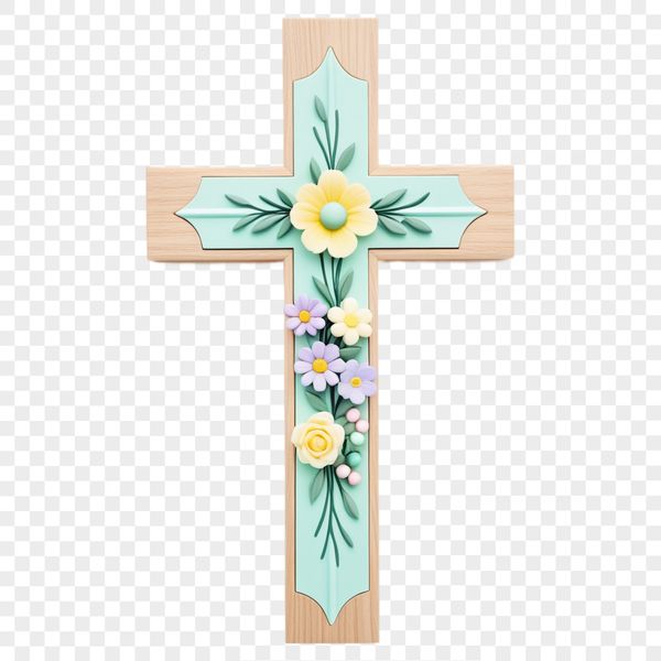 Free Commercial Use Crucifix Graphic A close-up image of a high-resolution transparent crucifix with a clear background.