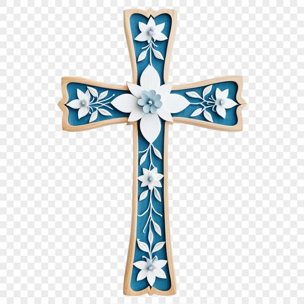 Beautiful Christian Emblem A simple transparent image of a Crucifix on a clear background for creative projects.