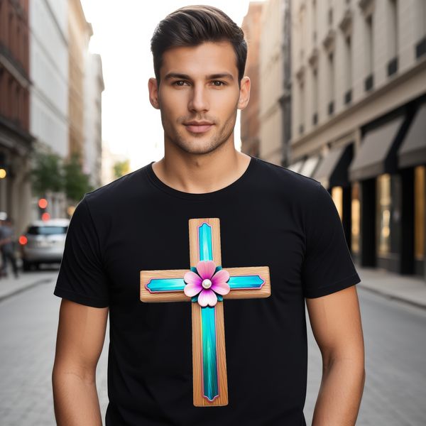 White Cross with Floral Embossing A simple white cross with intricate floral patterns embossed on it.