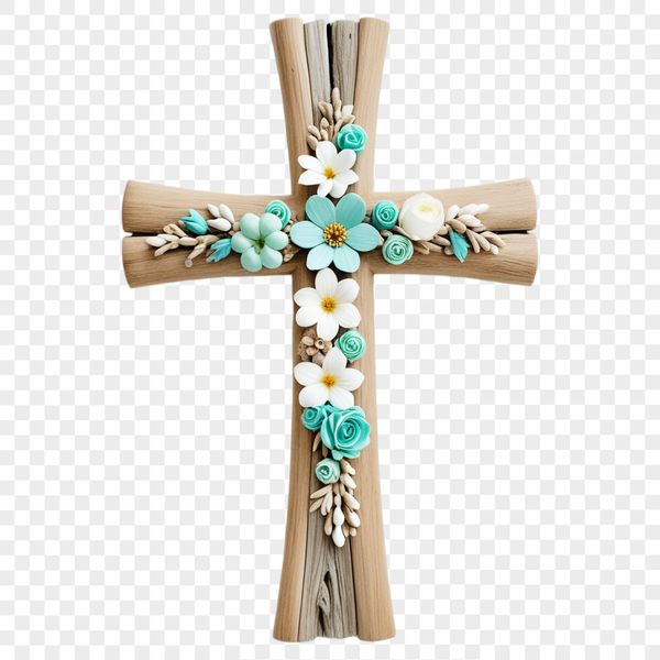 A transparent image of a simple crucifix with clear background, suitable for commercial use.