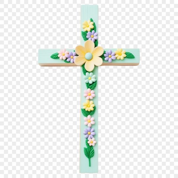 A clear, transparent PNG image of a crucifix on a white background.