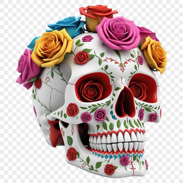 High-Res Transparent Skull PNG Image A high-resolution transparent PNG image of a detailed skull with a clear background, suitable for commercial or personal use.