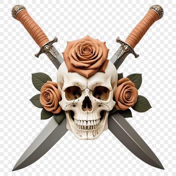 A transparent PNG image of a skull icon with a clear background.