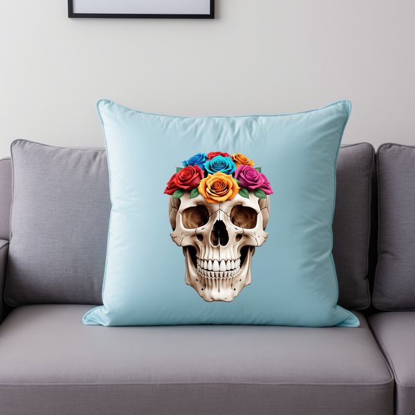 Spooky Transparent Skull Graphic A transparent skull graphic with a clear background.