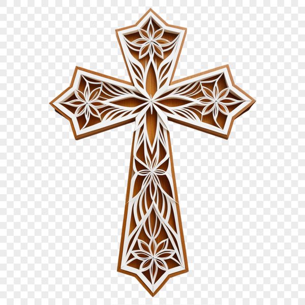 A simple transparent crucifix icon with a clear background, suitable for commercial or personal use in various designs.