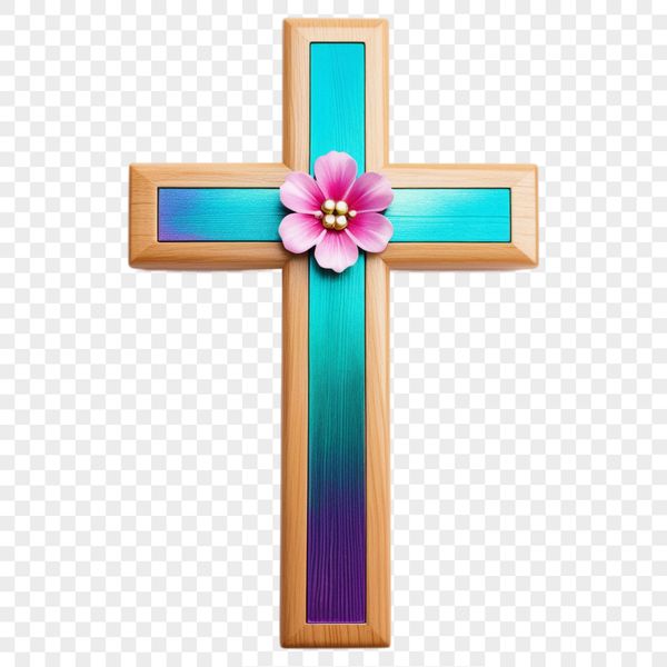 A simple transparent PNG image of a cross with ornate details in the center.