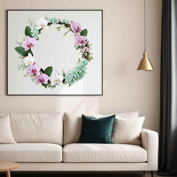Beautiful Floral Wreath Template A high-resolution floral wreath with transparent background, suitable for commercial or personal use.