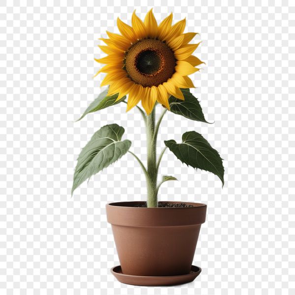 A high-resolution image of a sunflower in a transparent PNG format, suitable for commercial use with clear background.