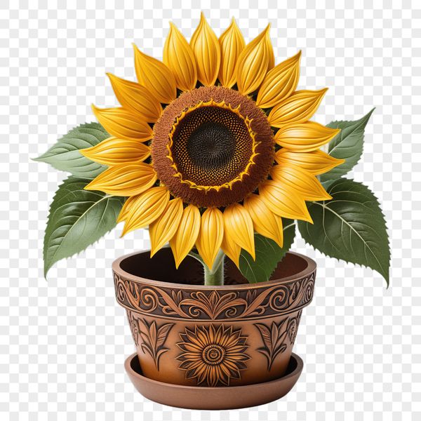 A large, high-resolution sunflower with a clear background in a transparent PNG format.
