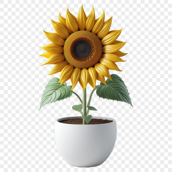 A high-resolution sunflower in full bloom, set against a transparent background, suitable for sublimation or print.