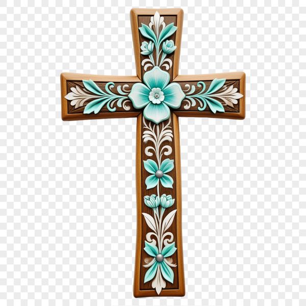 Cross Emblem with Transparent Background A simple yet meaningful Christian symbol featuring a cross with a clear background.