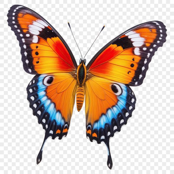 Colorful Insect Close-up A colorful butterfly with intricate details, suitable for various designs and projects.