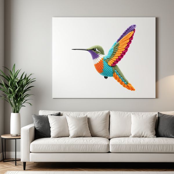 Perched Beauty with Long Beak A colorful hummingbird perched on a branch with vibrant feathers and long beak.