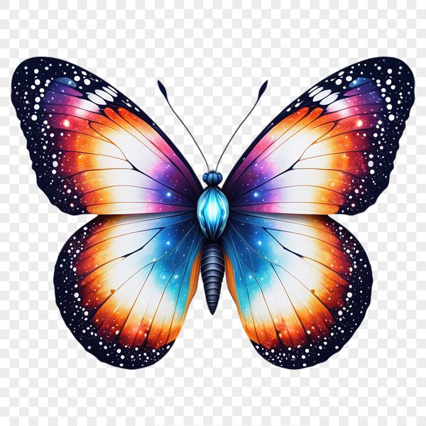 An insect illustration featuring a close-up of a butterfly's body and wings in high resolution.