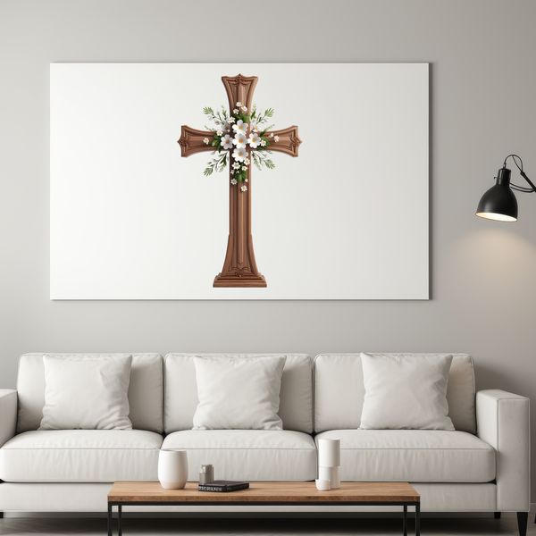 High Resolution Cross Clipart A transparent PNG image of a simple cross with floral motifs, suitable for religious and personal use.