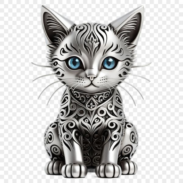 A small domestic cat with fluffy fur and bright eyes, suitable for personal or commercial use.